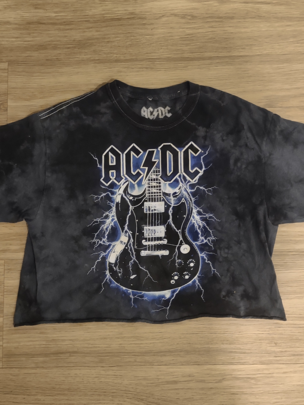 AC/DC Kids Black Tie-Dye Guitar Graphic Tee